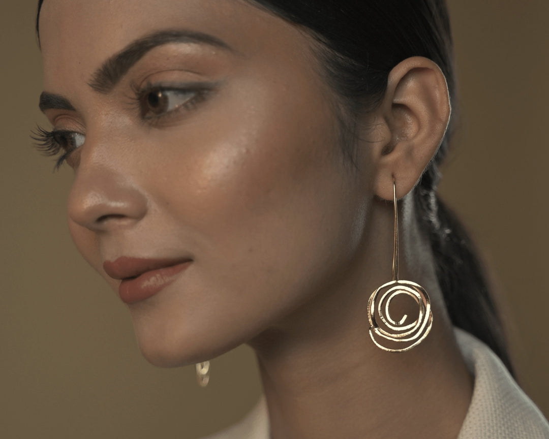 Spiral Wonders - 925 Silver Circular Dangle Earrings