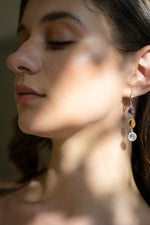 Load image into Gallery viewer, Borealis - Amethyst, Citrine, and Rose Quartz Stone Dangle Earrings
