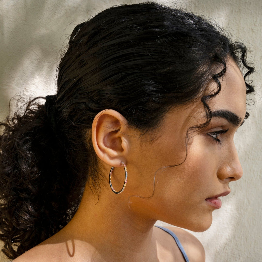 Phobos - Waterproof Zirconia Studded Hoop Earrings