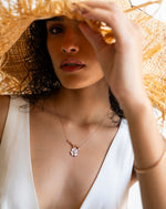 Load image into Gallery viewer, Celestia - Zirconia White Enamel Flower Pendant Necklace
