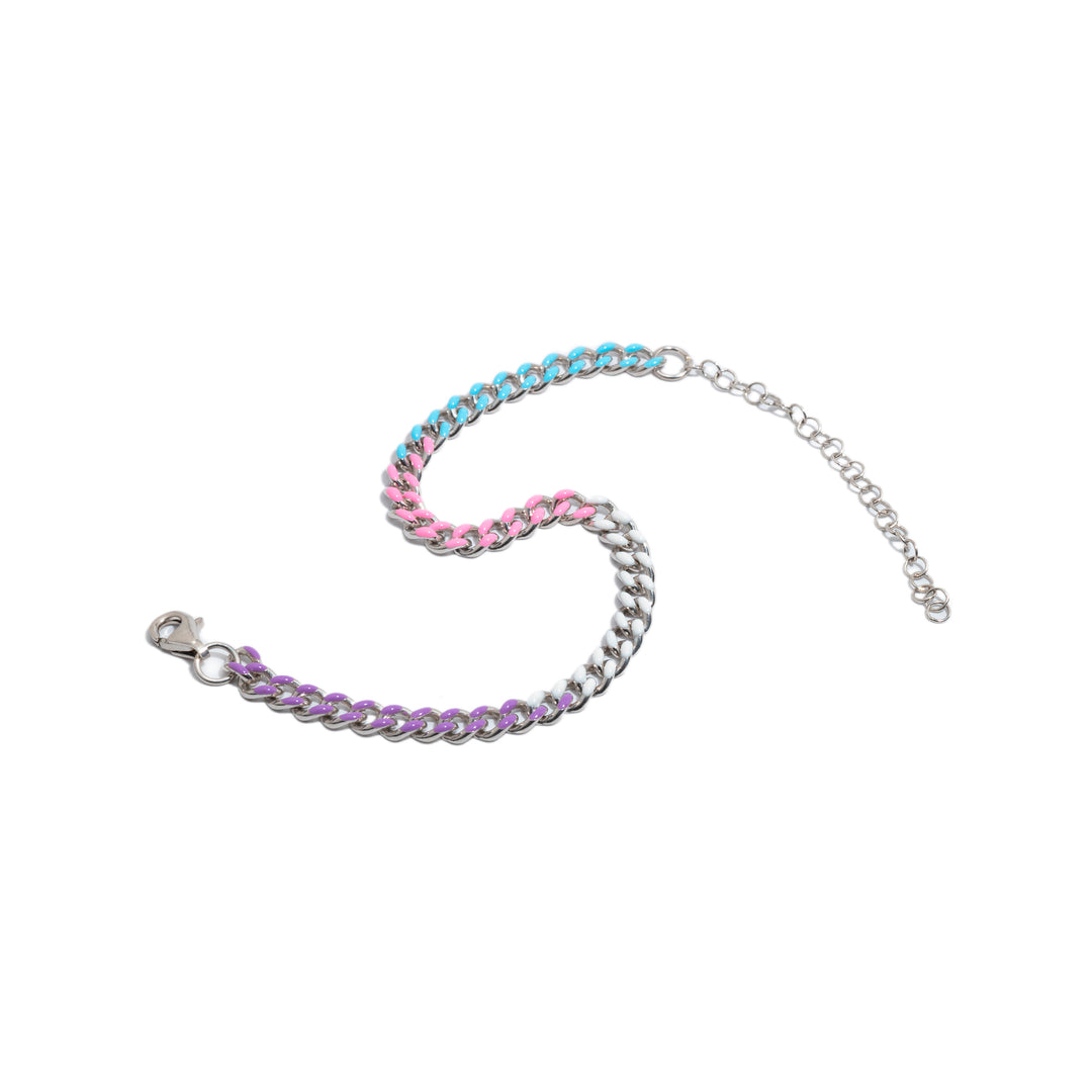 Braided Chain Enamel Bracelet: White, Pink, Purple, and Blue