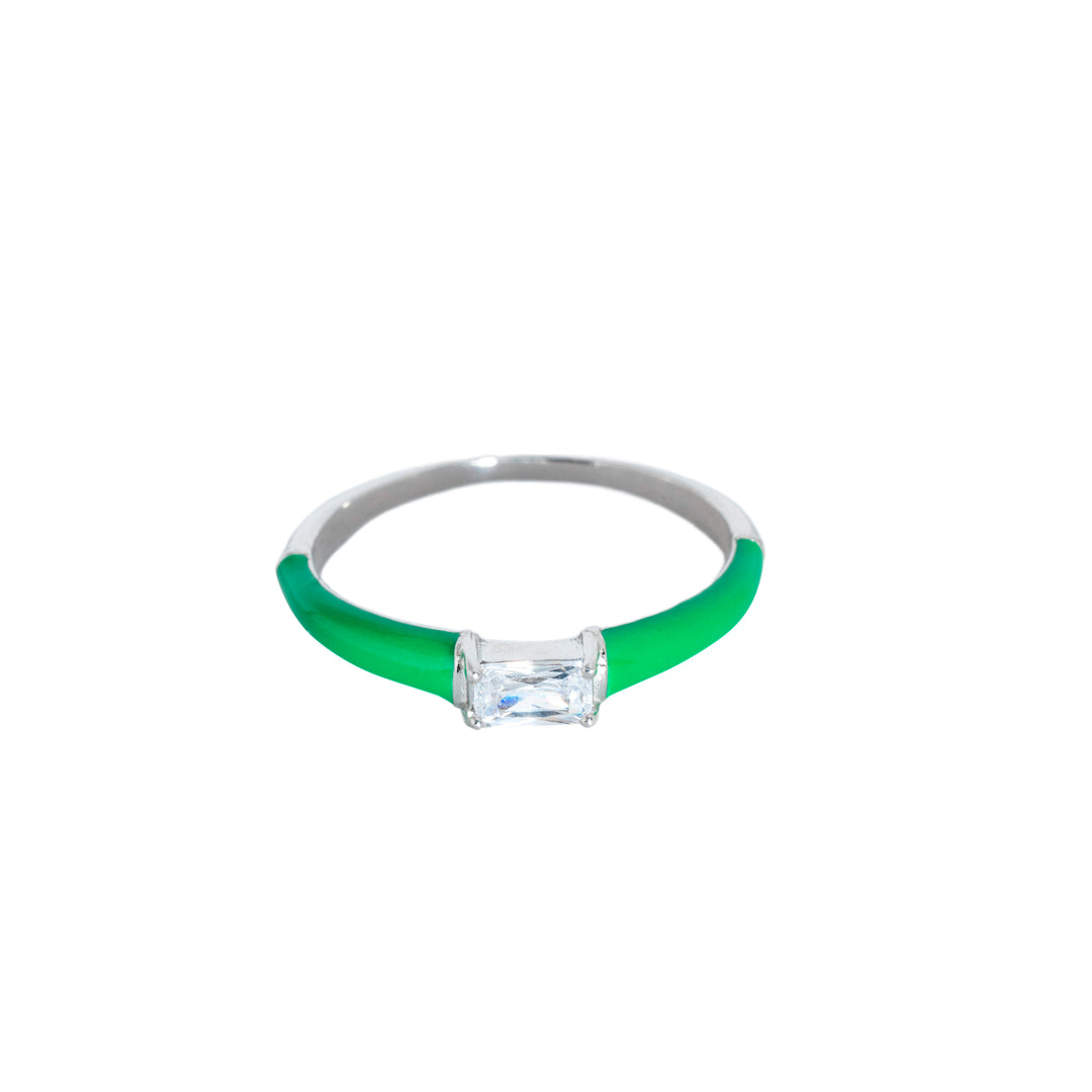 Eos - Green Enamel Zirconia Ring