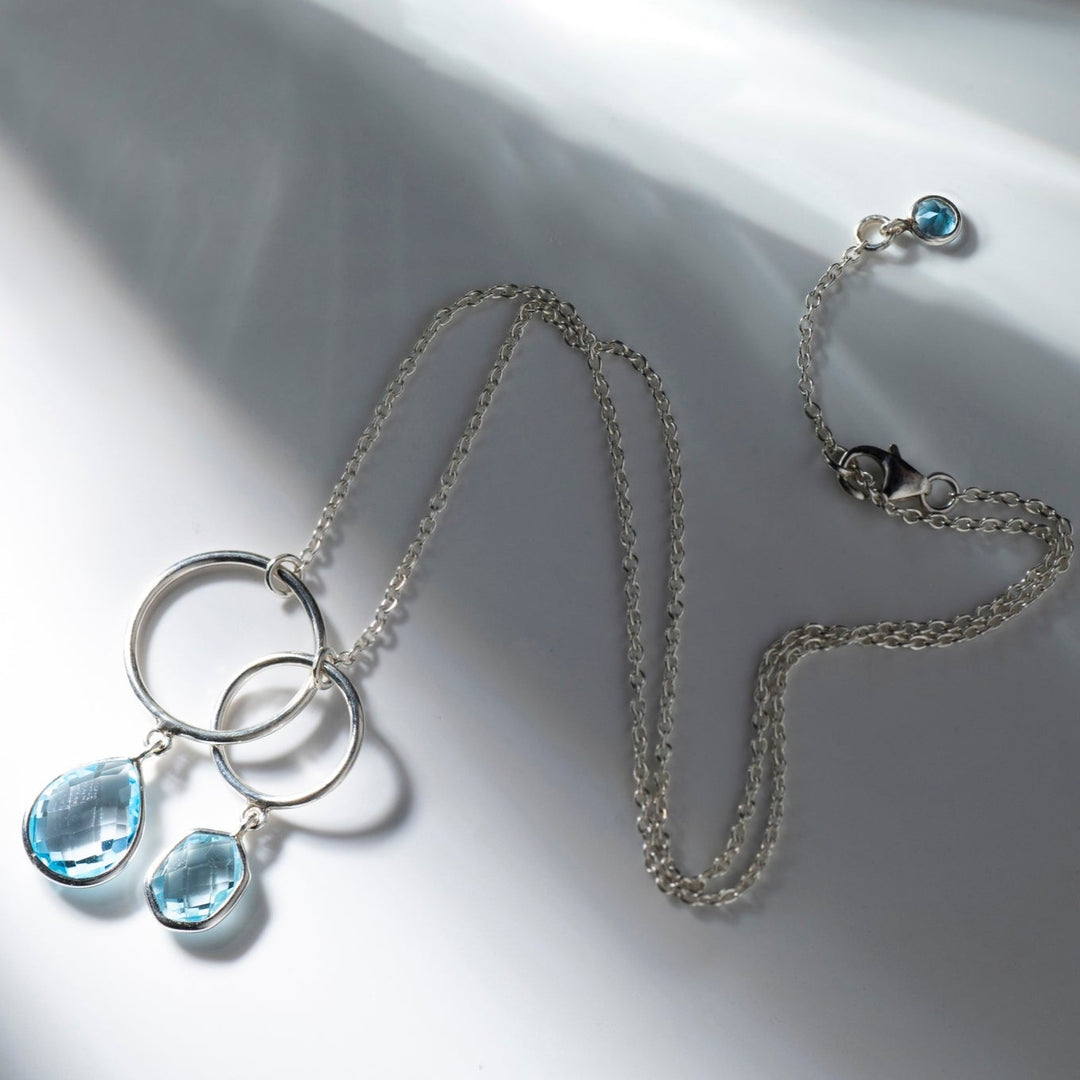 Aquila - Sky Blue Topaz Stone Silver Ring Necklace