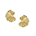 Load image into Gallery viewer, Elegant Bloom - 925 Silver Petal-Shaped Studs: Gold Rhodium Plating
