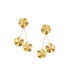 Load image into Gallery viewer, Floral Delight - 925 Silver Floral Dangle Earrings: Gold Rhodium Plating
