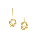 Load image into Gallery viewer, Spiral Wonders - 925 Silver Circular Dangle Earrings: Gold Rhodium Plating
