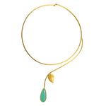 Load image into Gallery viewer, Nature&#39;s Embrace - 925 Silver Choker Necklace with Green Stone Pendant: Gold Rhodium Plating
