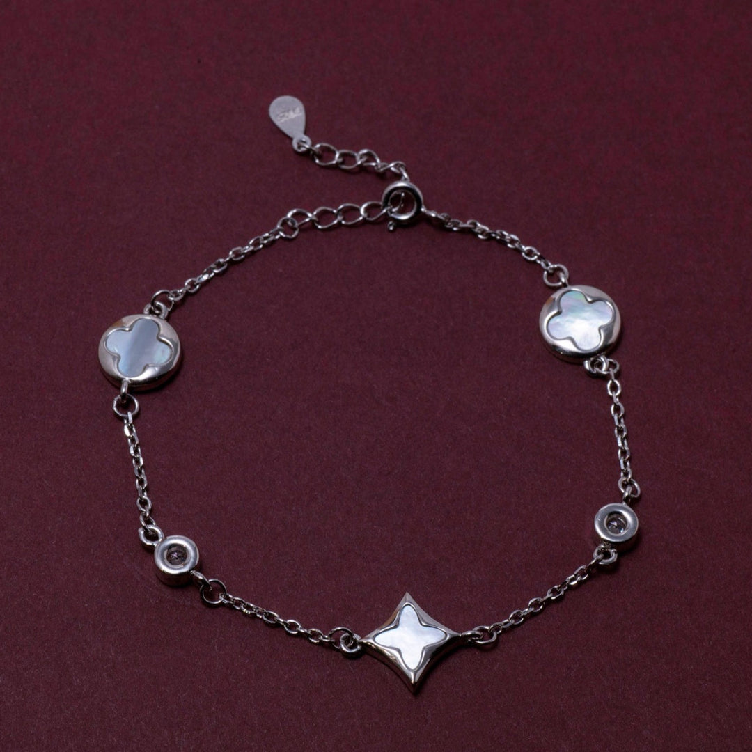 Clio - Geometric Charm Zirconia Solitaire Bracelet