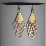 Load image into Gallery viewer, Amara - Geometric Dangler Earrings: Matte Gold Finish
