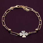 Load image into Gallery viewer, Delphi - Chainlink Floral Charm Bracelet: Gold Polish
