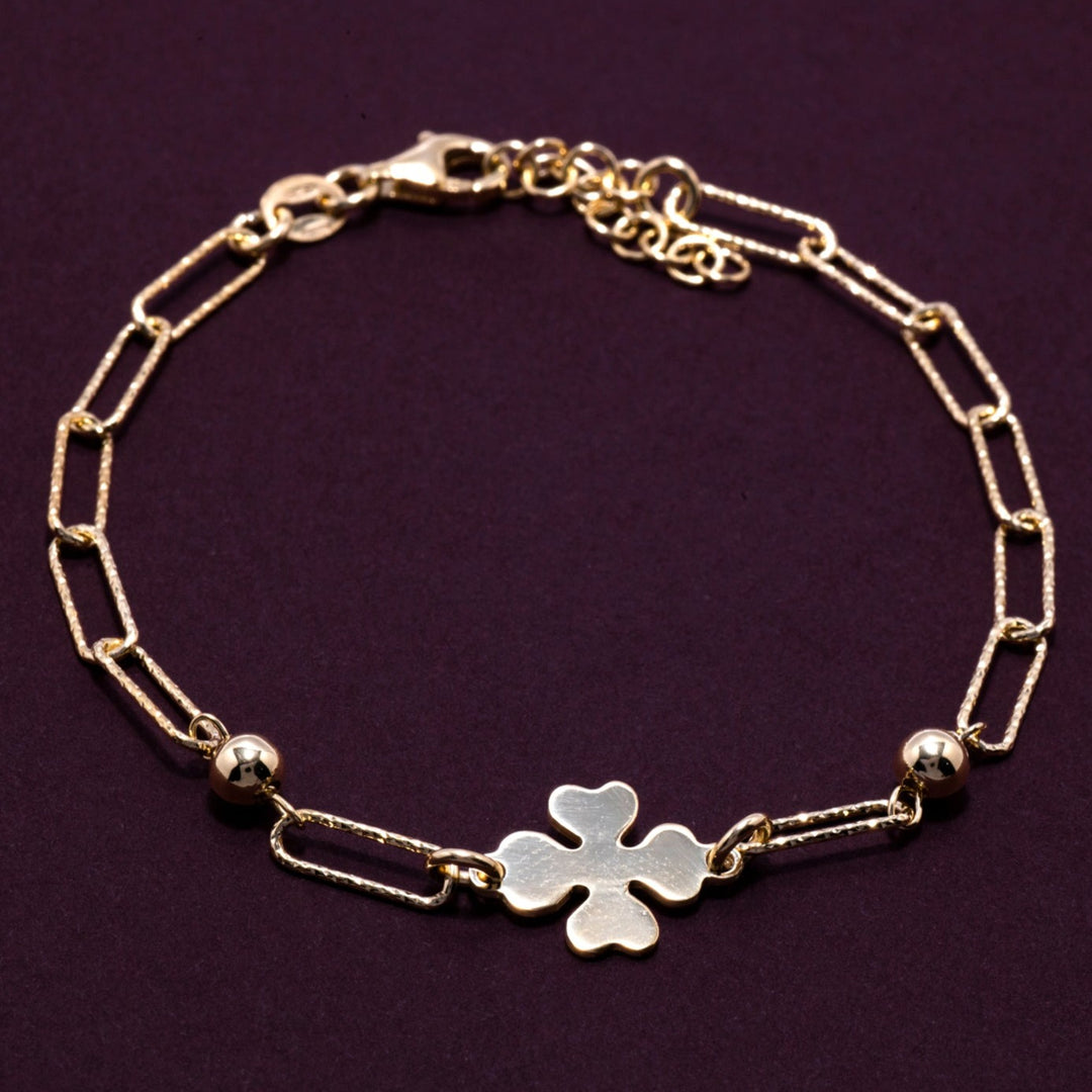 Delphi - Chainlink Floral Charm Bracelet: Gold Polish