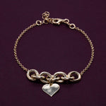 Load image into Gallery viewer, Aphrodite - Half Chain-link Heart Charm Bracelet: Gold and Silver Polish
