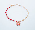 Load image into Gallery viewer, Calisto - Dual Cable Link Beaded Butterfly Charm Bracelet: Gold Polish
