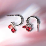 Load image into Gallery viewer, Arcturus - Garnet Stone Hoop-Drop Earrings
