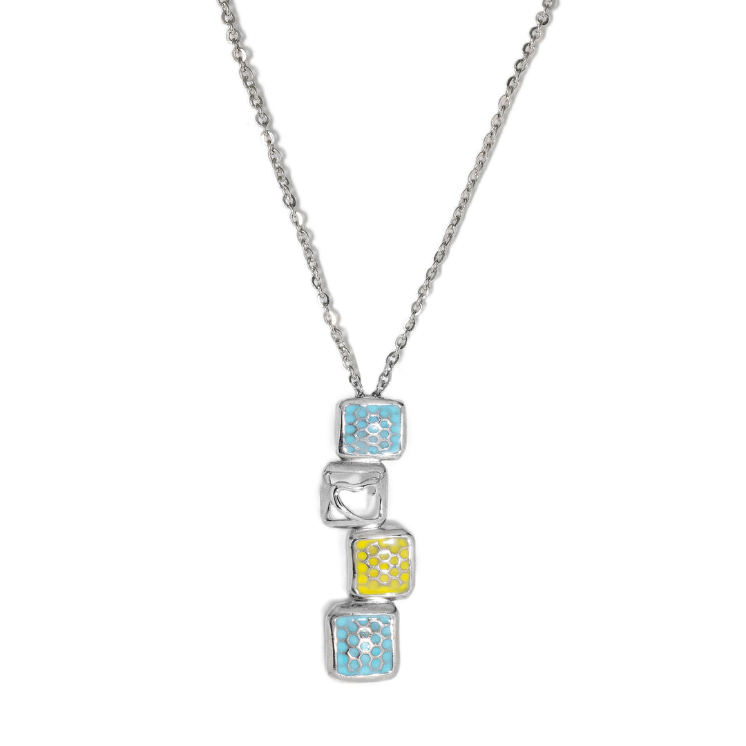 Ceres - Waterproof Enamel Engraved Squares Set: Yellow and Blue