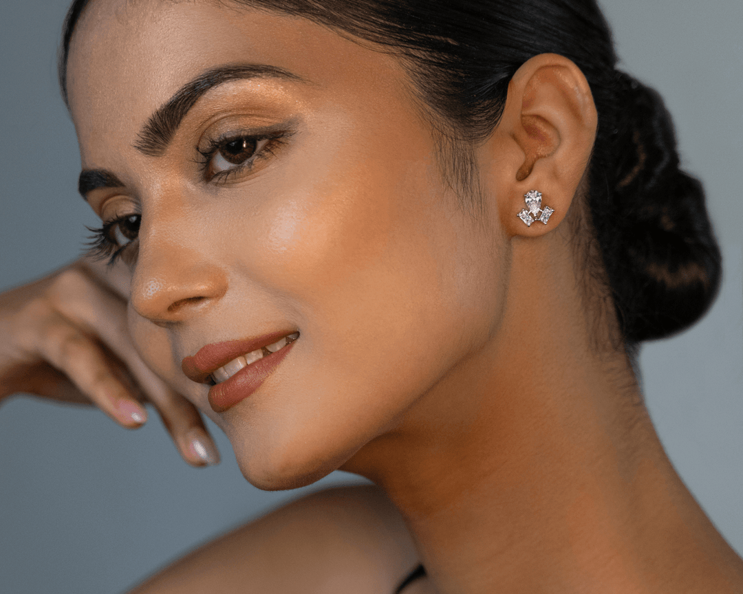 Claire - Emerald Cut Teardrop Cluster Zirconia Earrings
