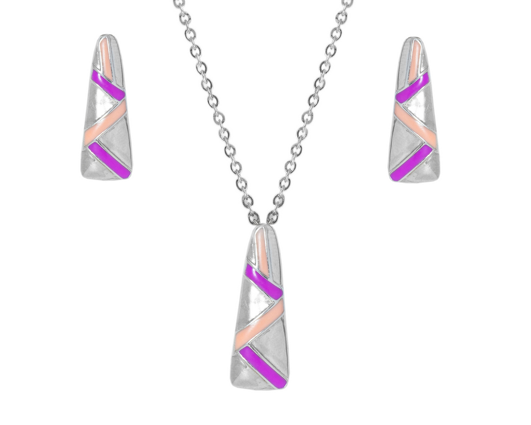 Vesta - Waterproof Enamel Triangle Set: Blue and Sky Blue / Pink and Peach