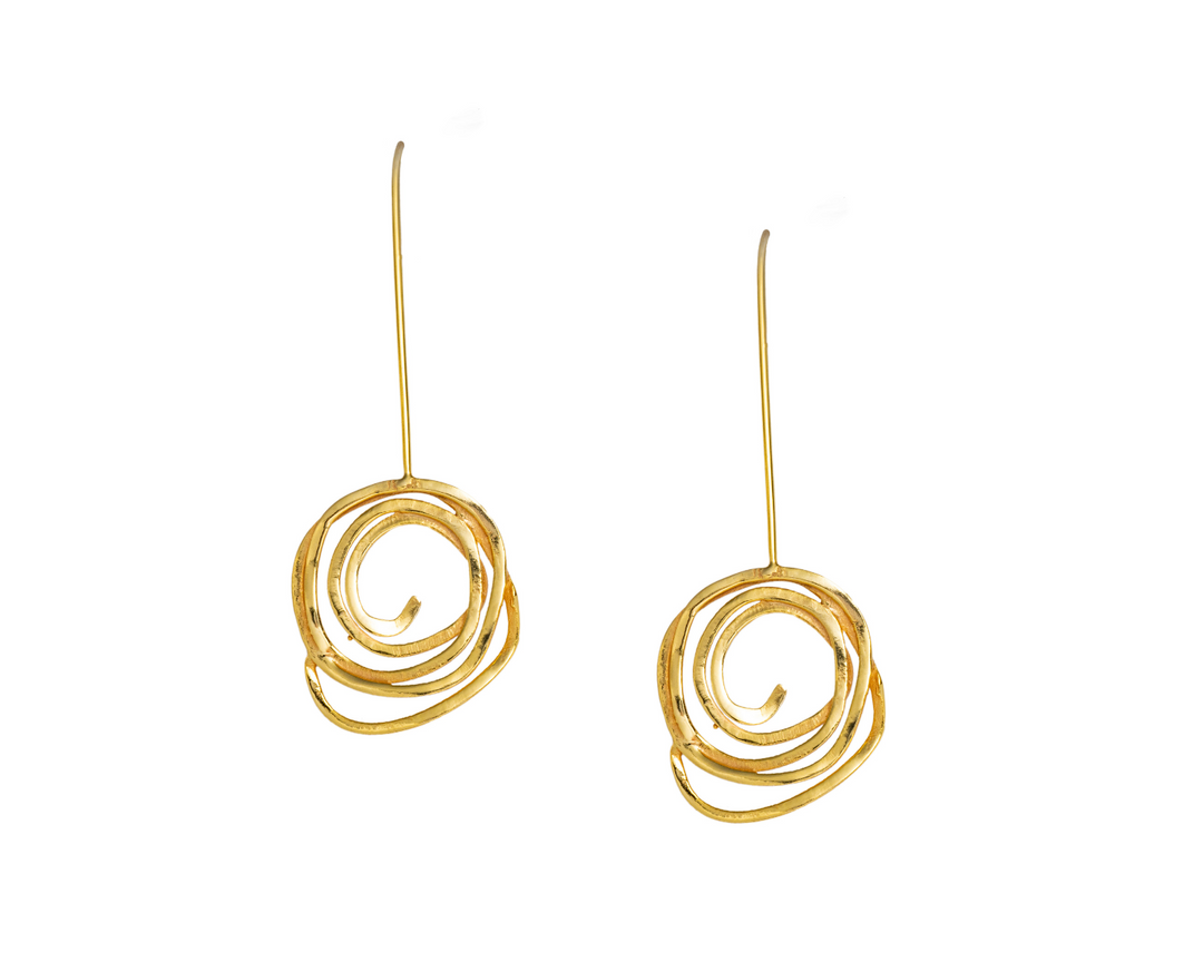 Spiral Wonders - 925 Silver Circular Dangle Earrings