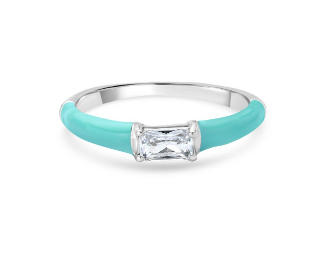 Light Green Enamel Zirconia Ring
