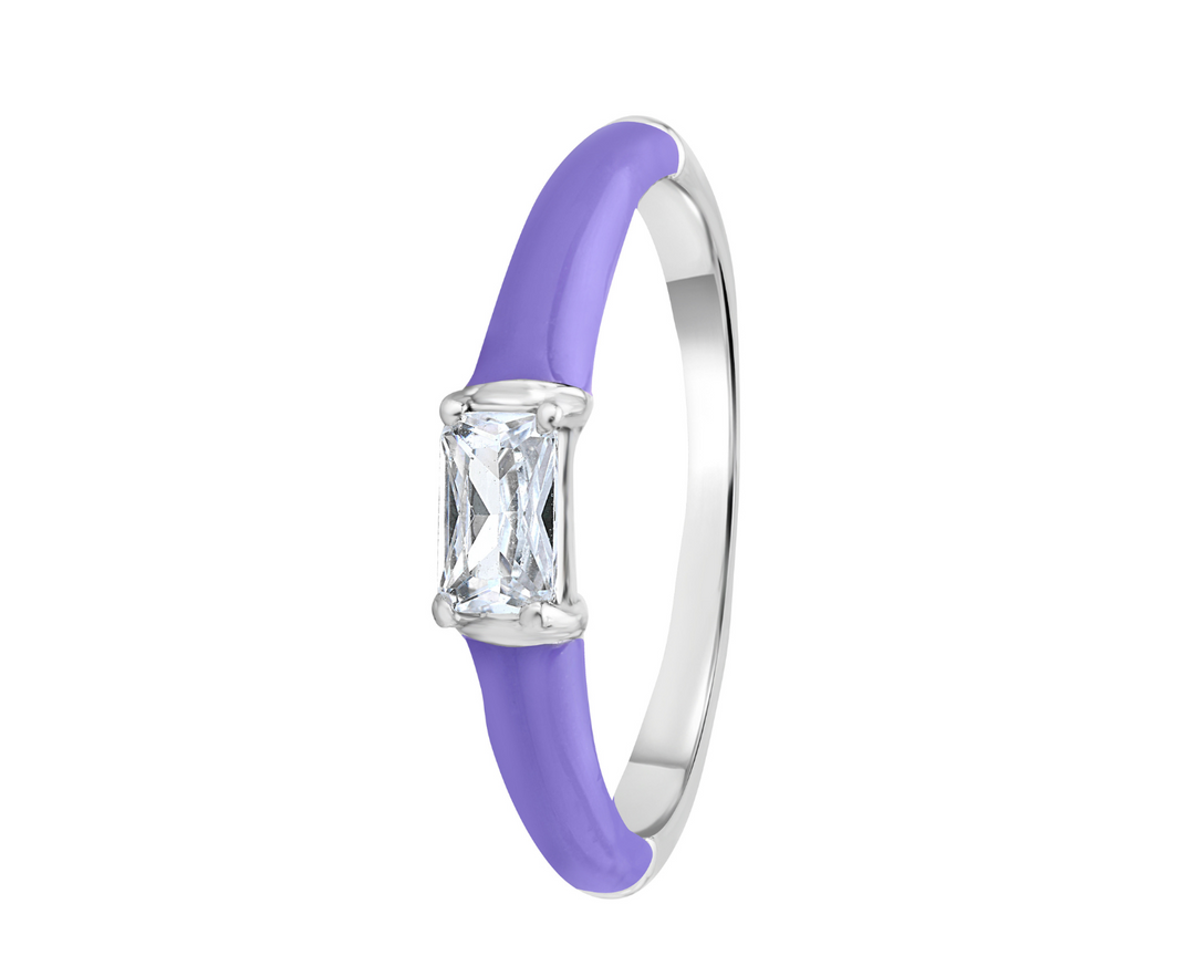 Lilac Purple Enamel Zirconia Ring