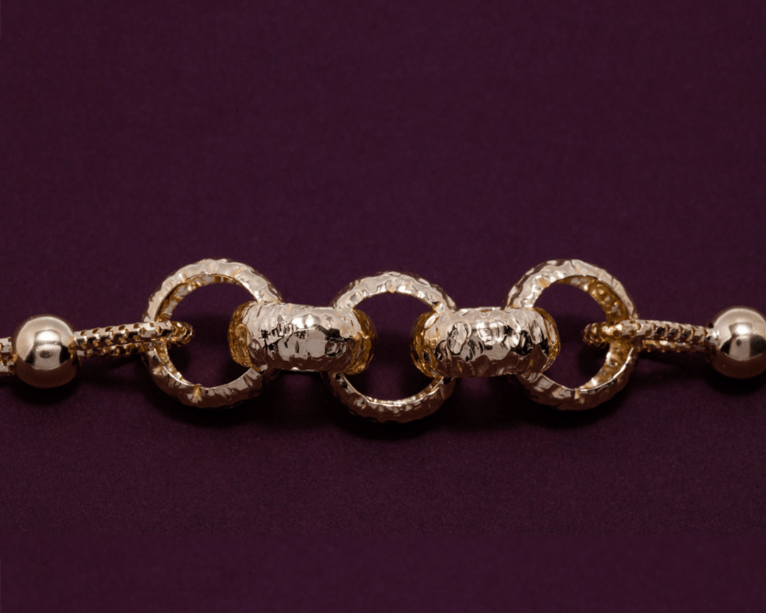 Plutus - Braided Rings Snake Chain Bracelet: Gold Polish
