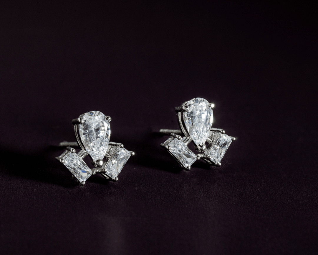 Claire - Emerald Cut Teardrop Cluster Zirconia Earrings