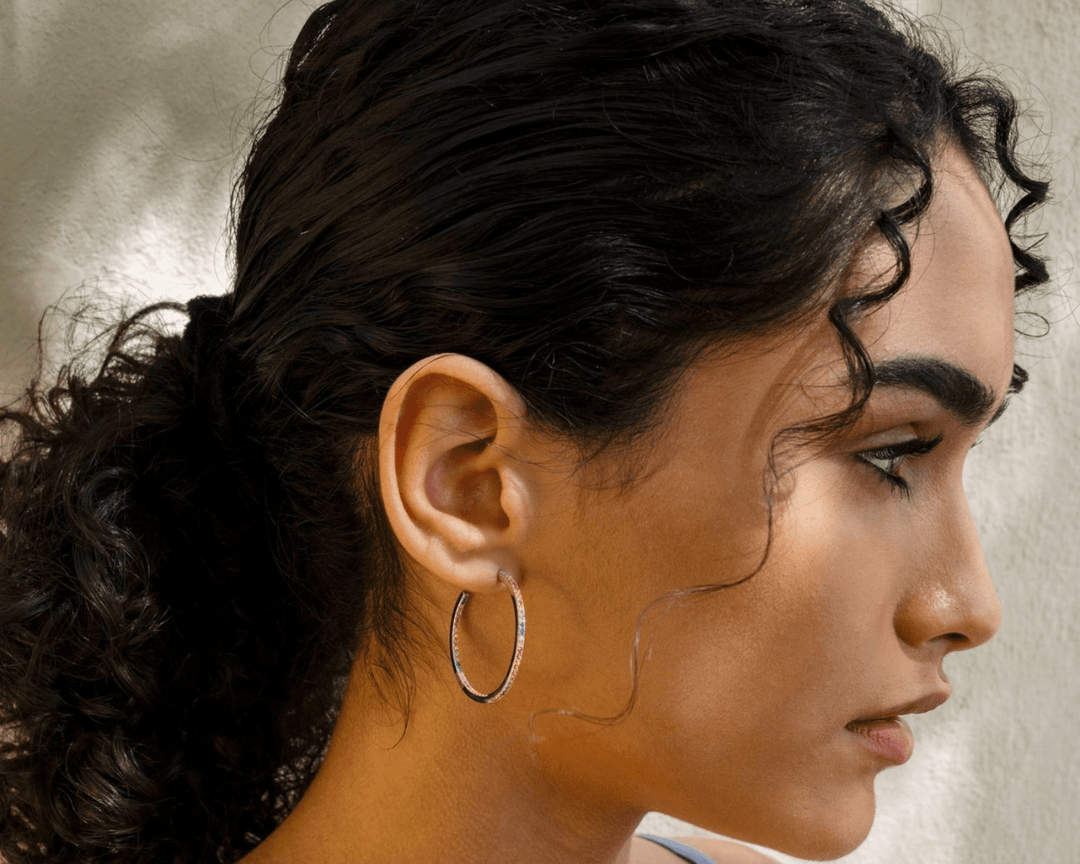 Phobos - Waterproof Zirconia Studded Hoop Earrings