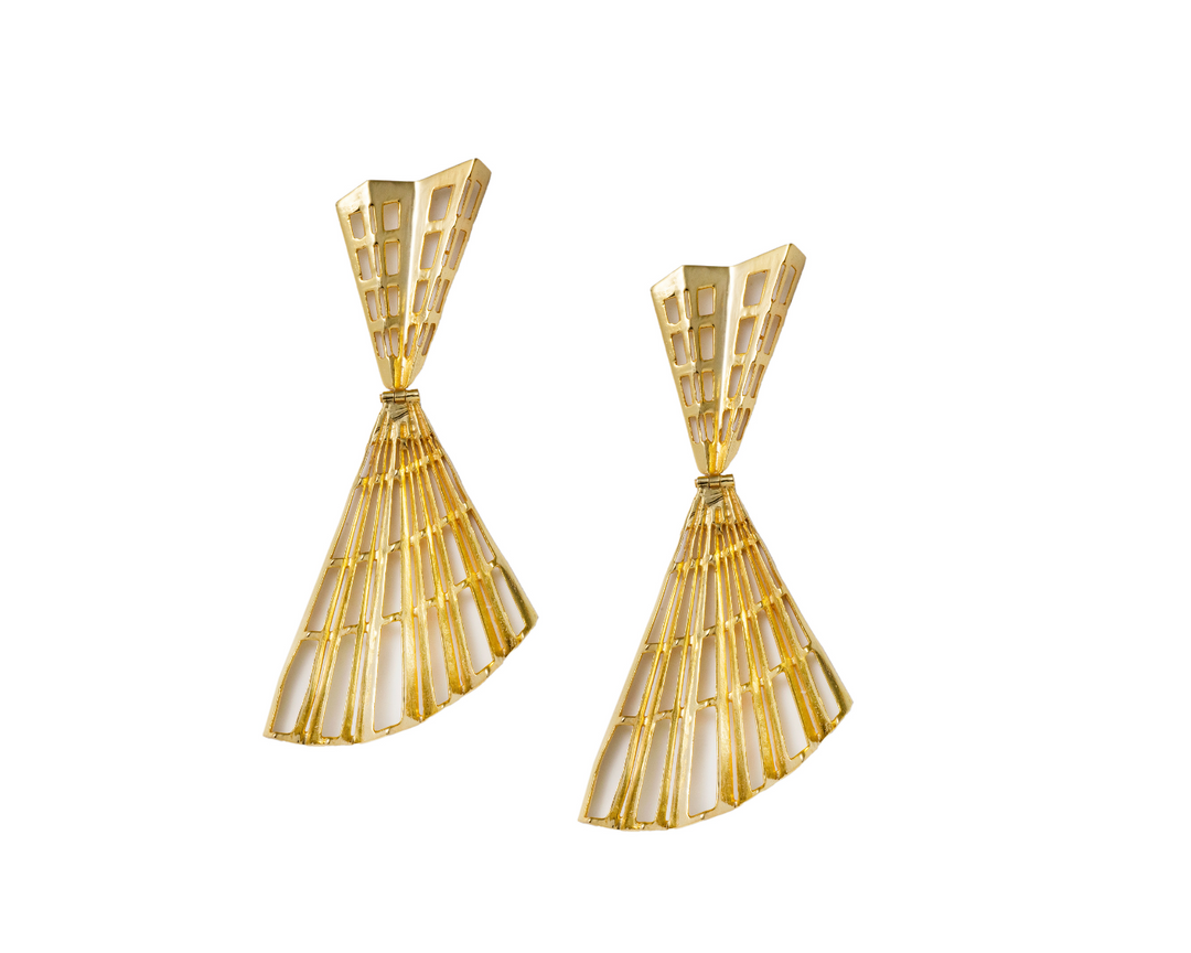 Geometric Chic - 925 Silver Foldable Earrings: Gold Rhodium Plating