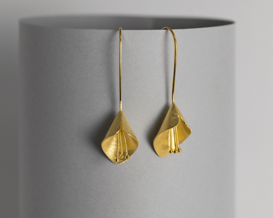 Calla - Matte Gold Polish Dangler Earrings