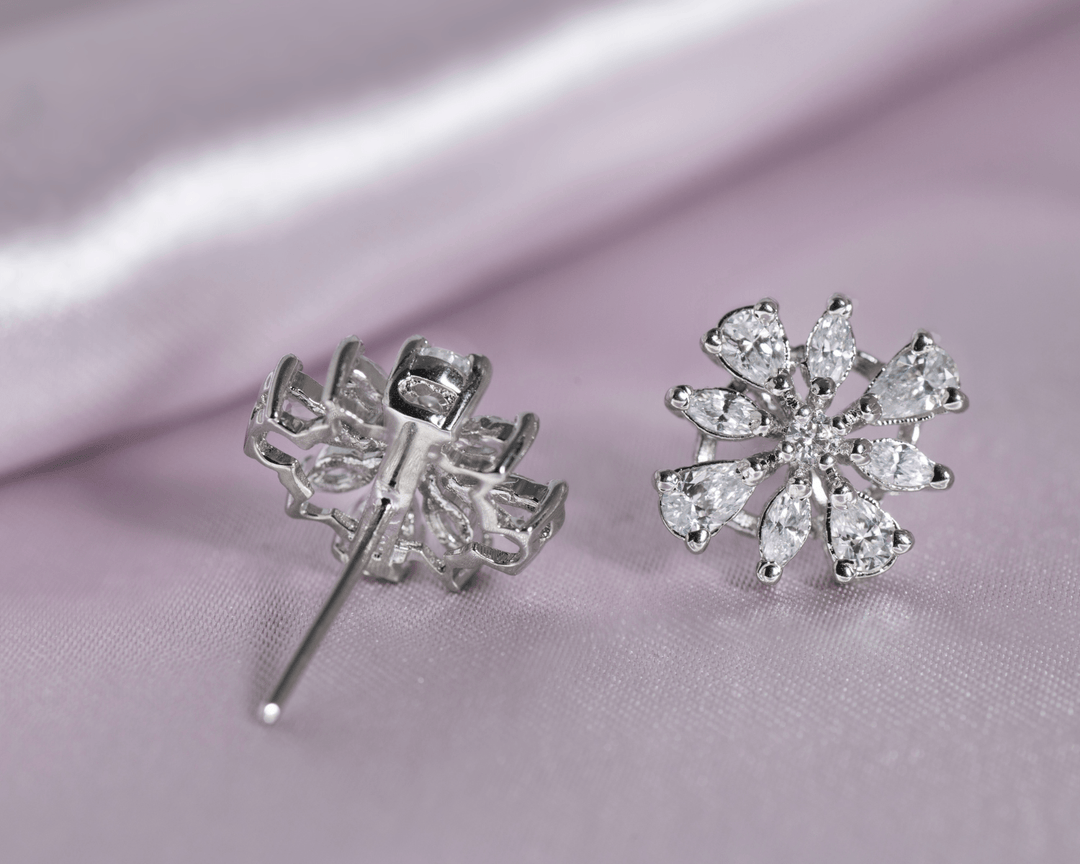 Nyx - Zirconia Floral Stud Earrings