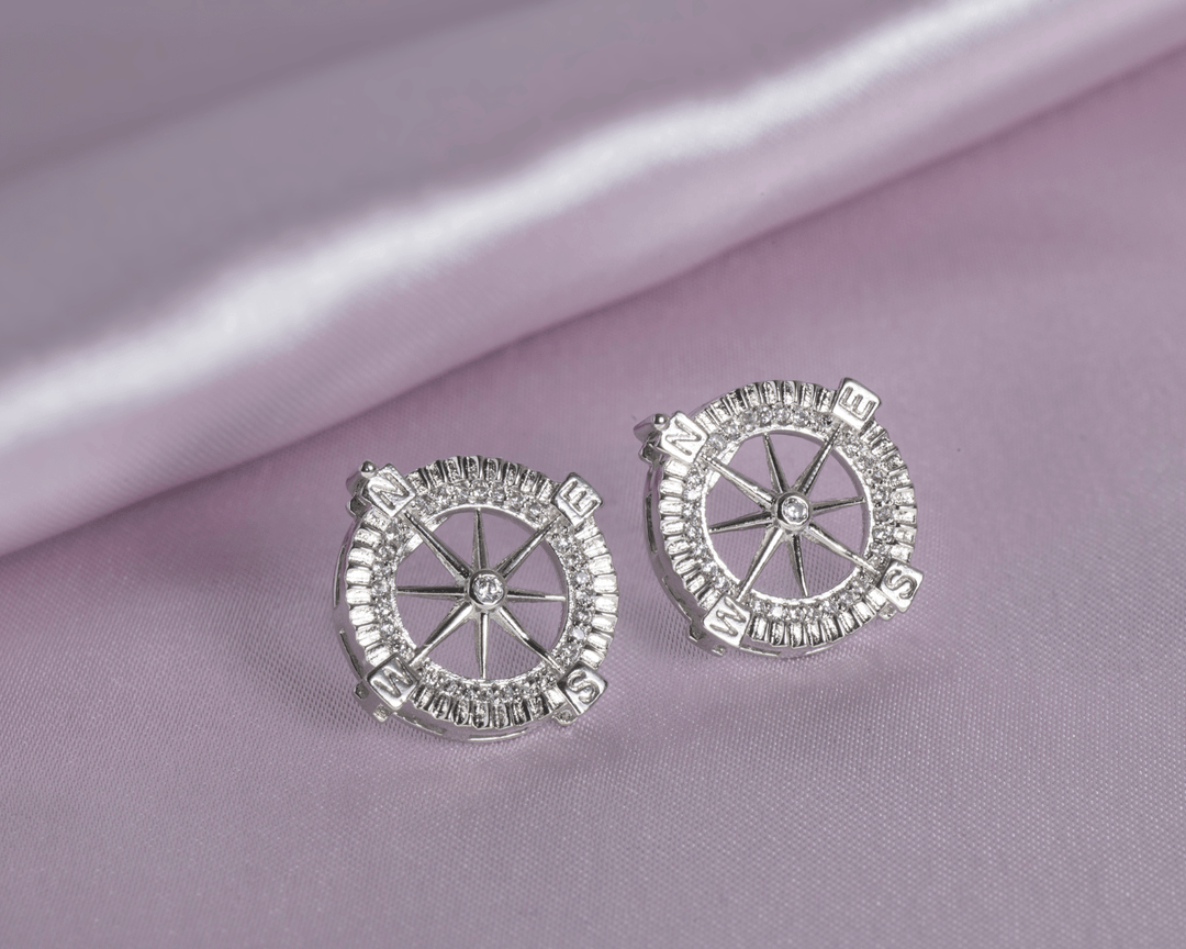 Calypso - Direction Wheel Zirconia Stud Earrings