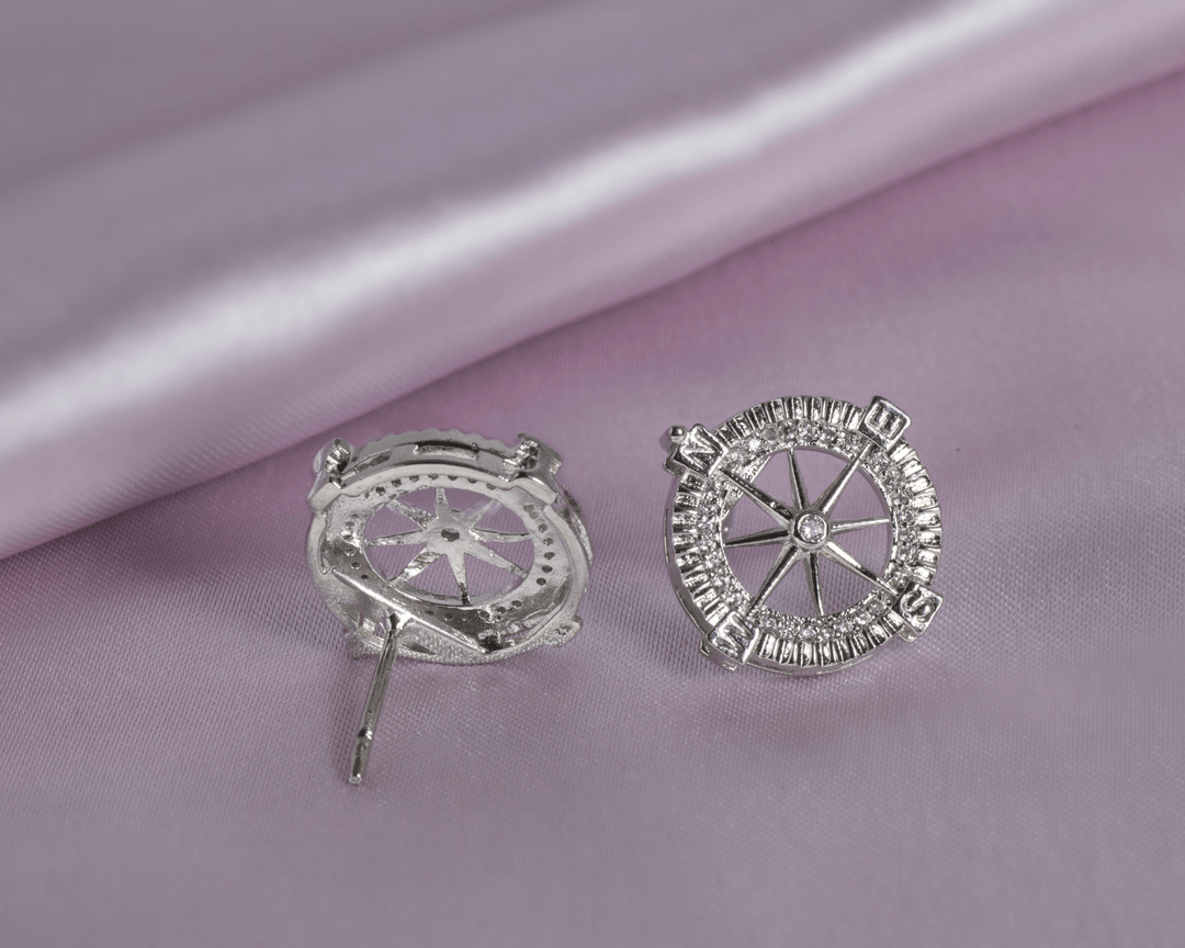 Calypso - Direction Wheel Zirconia Stud Earrings