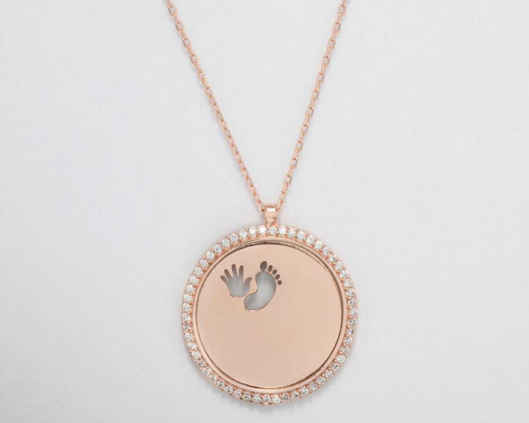 Hemera - Cable Link Chain with Zirconia Studded Pendant: Rose Gold Polish
