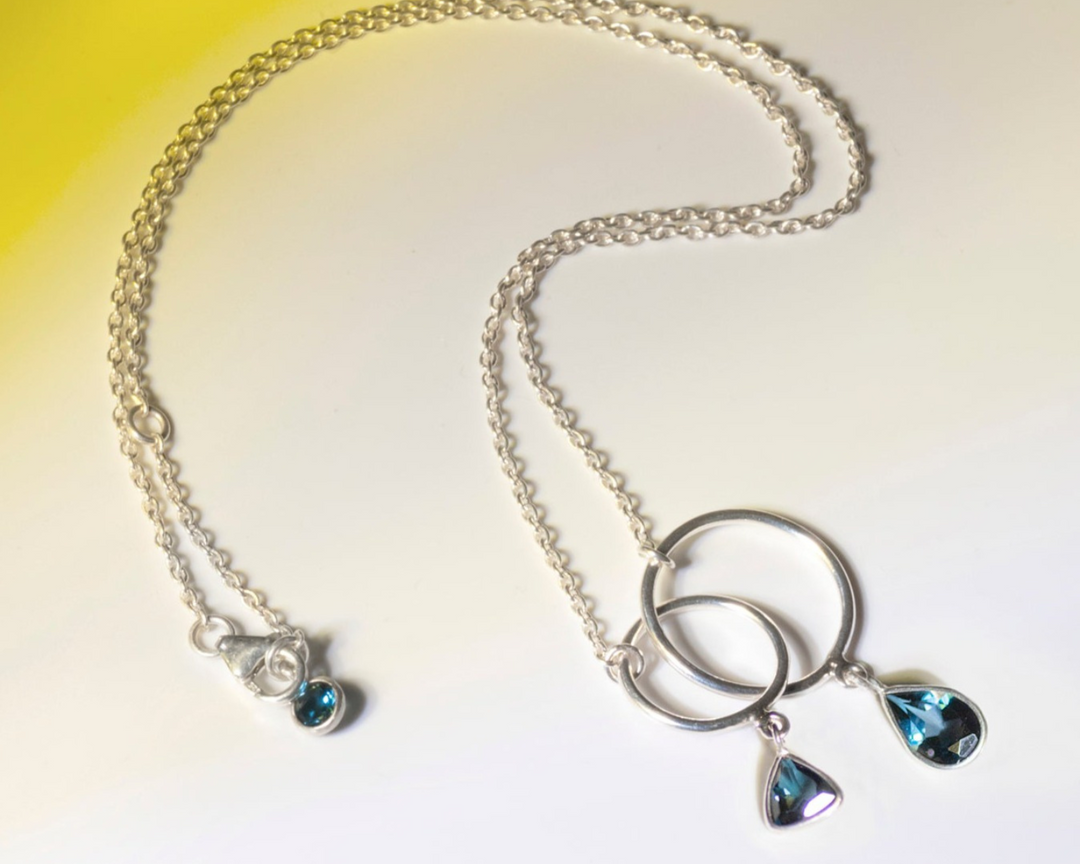 Belvina - London Blue Topaz Silver Ring Necklace