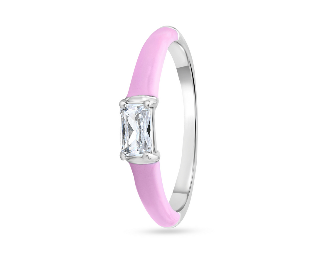 Blush Pink Enamel Zirconia Ring