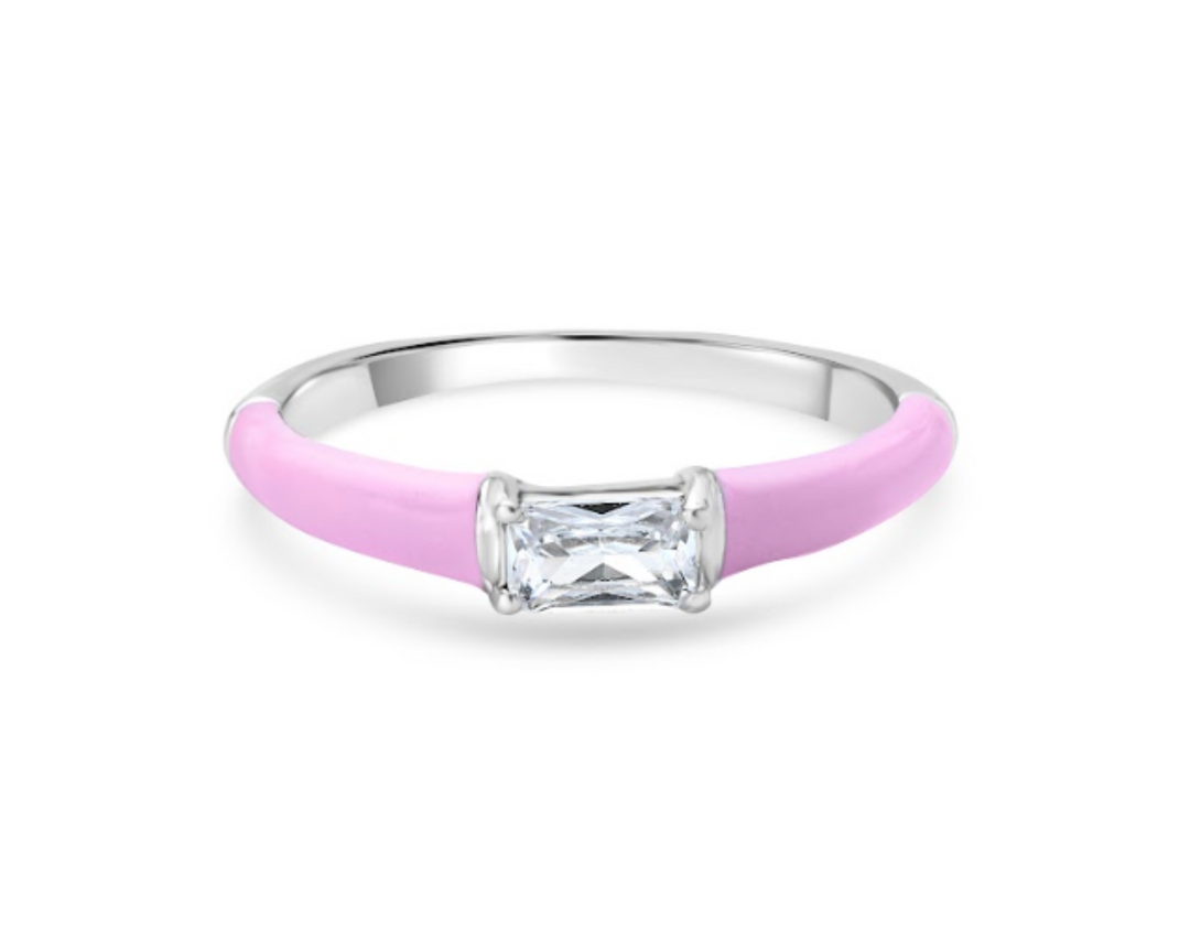 Blush Pink Enamel Zirconia Ring