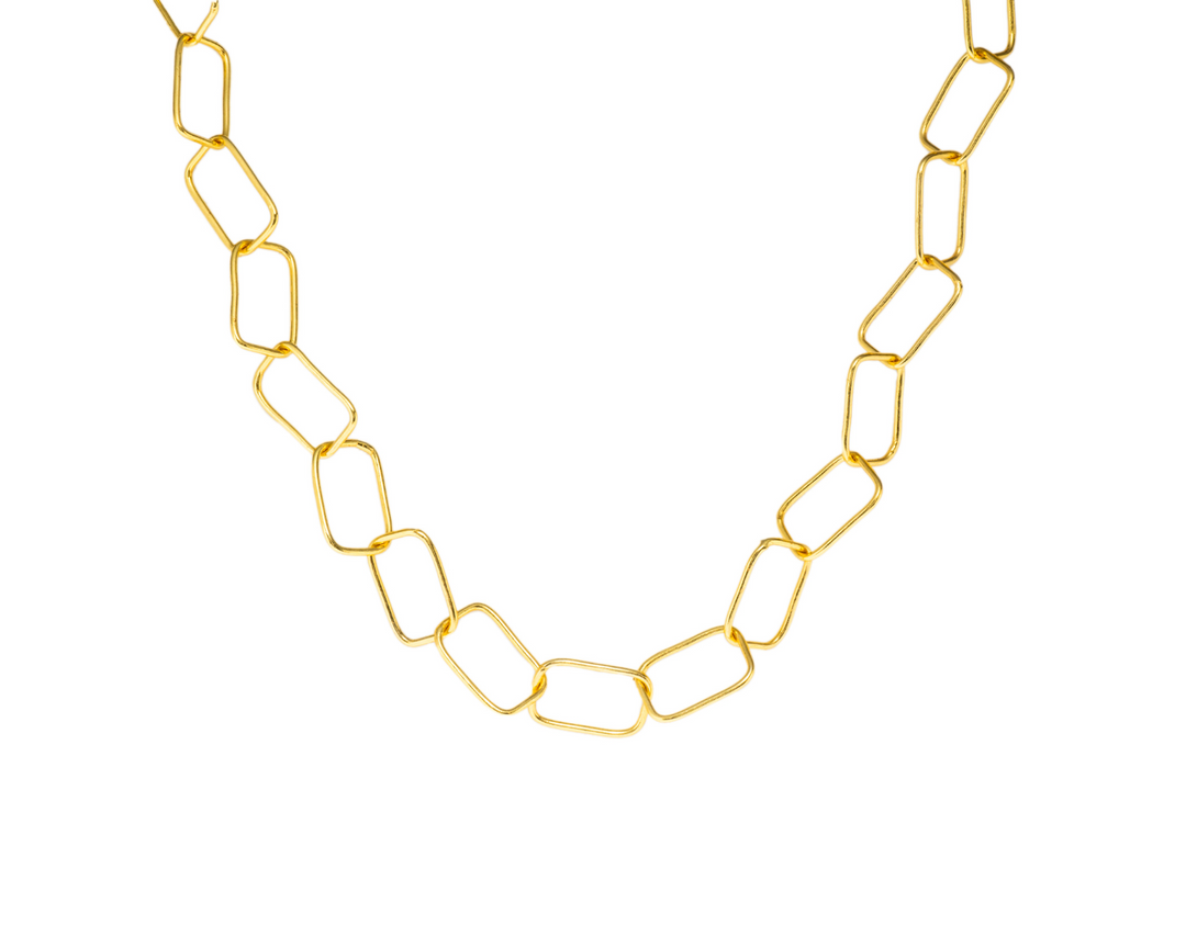 Delightful Links - 925 Silver Chainlink Necklace: Gold Rhodium Plating