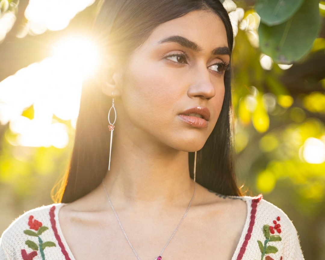 Nesoi - Floral Charm Tassle Dangler Earrings