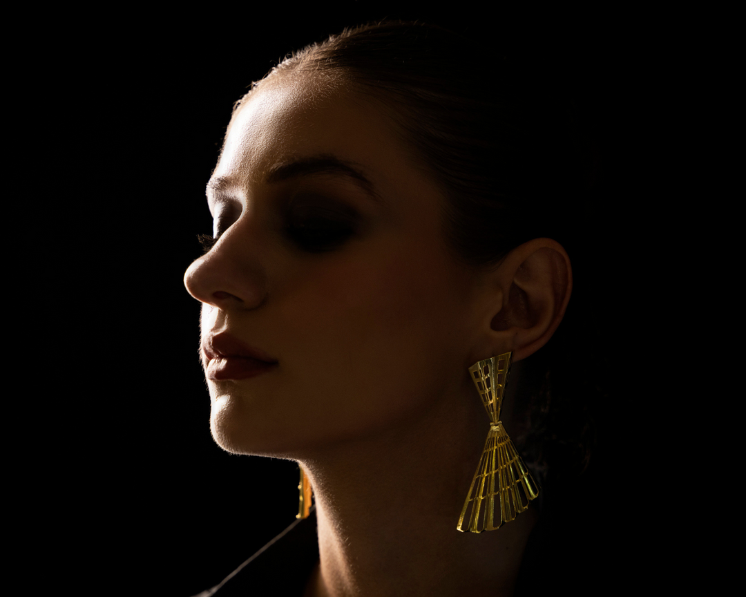 Geometric Chic - 925 Silver Foldable Earrings: Gold Rhodium Plating