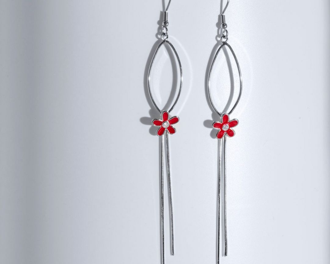 Nesoi - Floral Charm Tassle Dangler Earrings