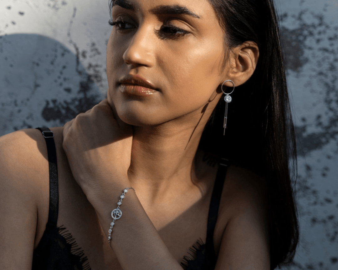 Venus - Silver Tassle Zirconia Solitaire Dangler Earrings