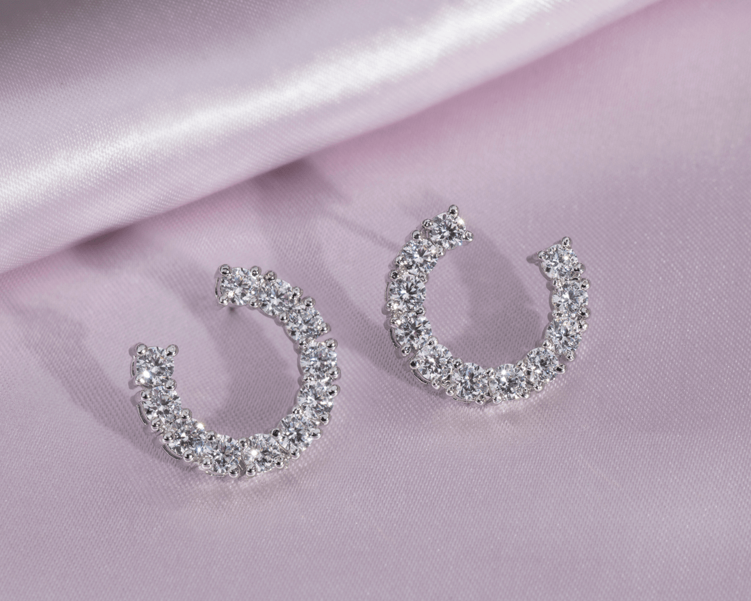 Sophie - Zirconia Studded Open Loop Earrings