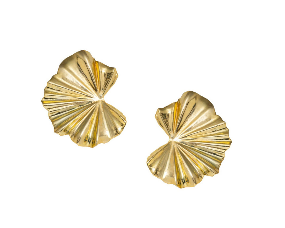 Elegant Bloom - 925 Silver Petal-Shaped Studs: Gold Rhodium Plating