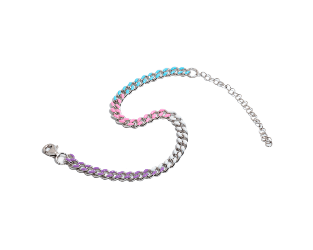 Braided Chain Enamel Bracelet: White, Pink, Purple, and Blue