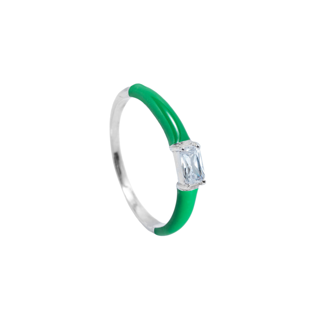 Eos - Green Enamel Zirconia Ring