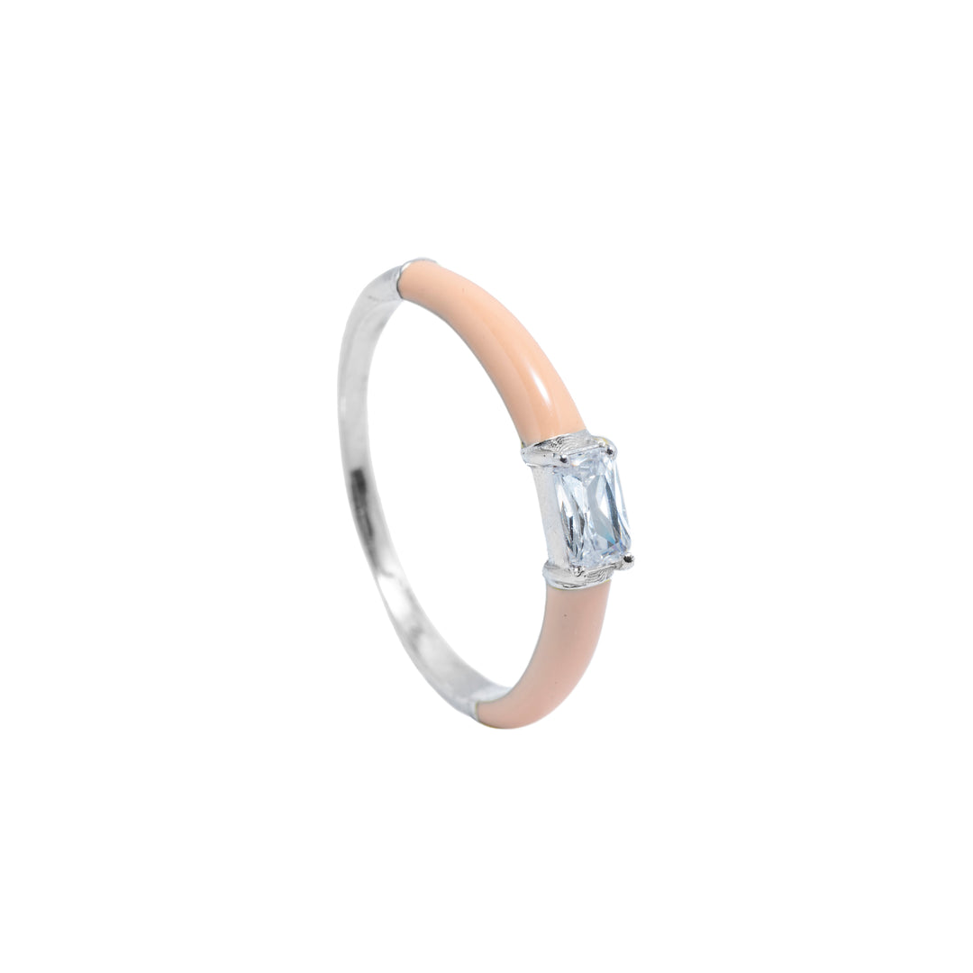 Luna - Peach Enamel Zirconia Ring