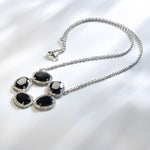 Load image into Gallery viewer, Lycoris - Silver Necklace with Smoky &amp; White Zircon Flower Pendant
