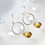 Load image into Gallery viewer, Regulus - Citrine Stone &amp; Silver Ring Dangler Earrings
