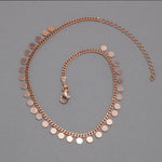 Load image into Gallery viewer, Themis - Circle Charm Anklet: Rose Gold Polish
