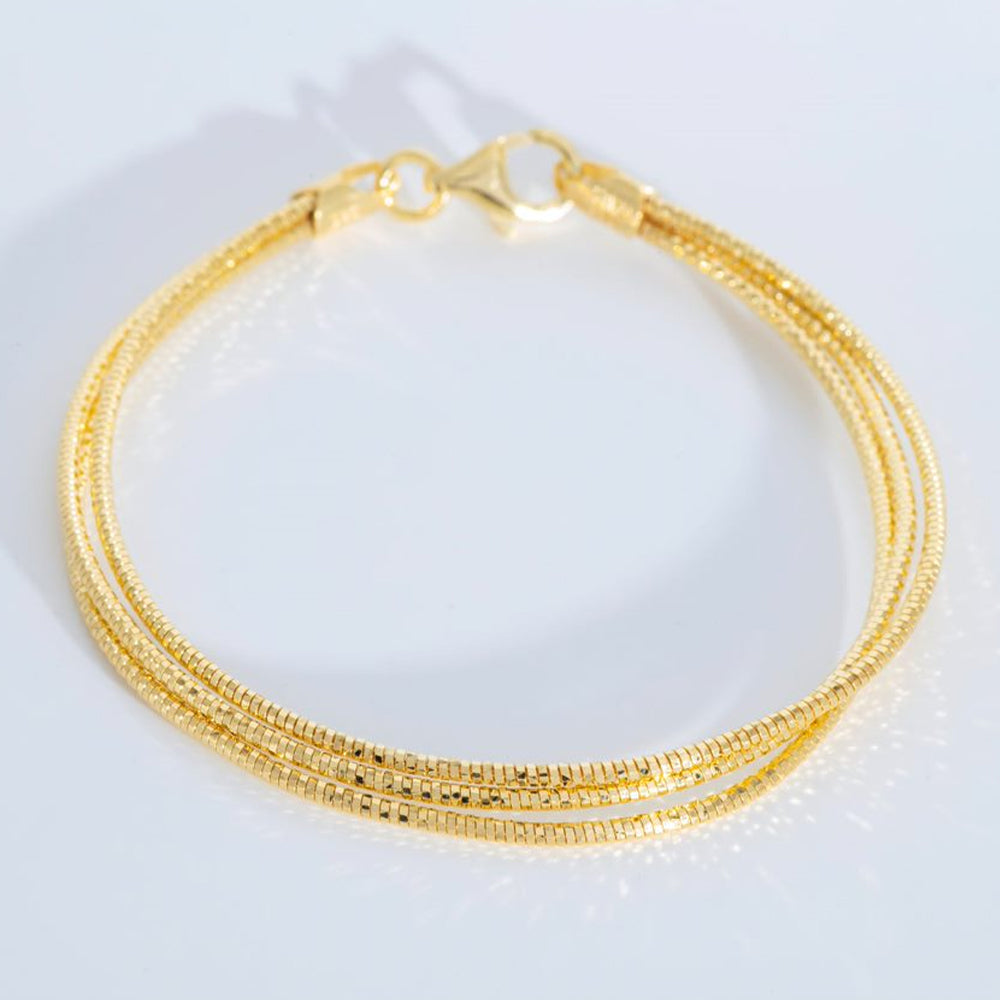 Midas - Triple Layered Snake Chain Bracelet: Gold Polish